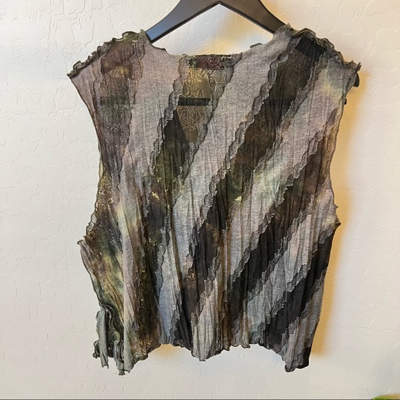 Giselle Shepatin handmade vest, semi-sheer, burnout floral theme/ lagenlook, M - Picture 2 of 15